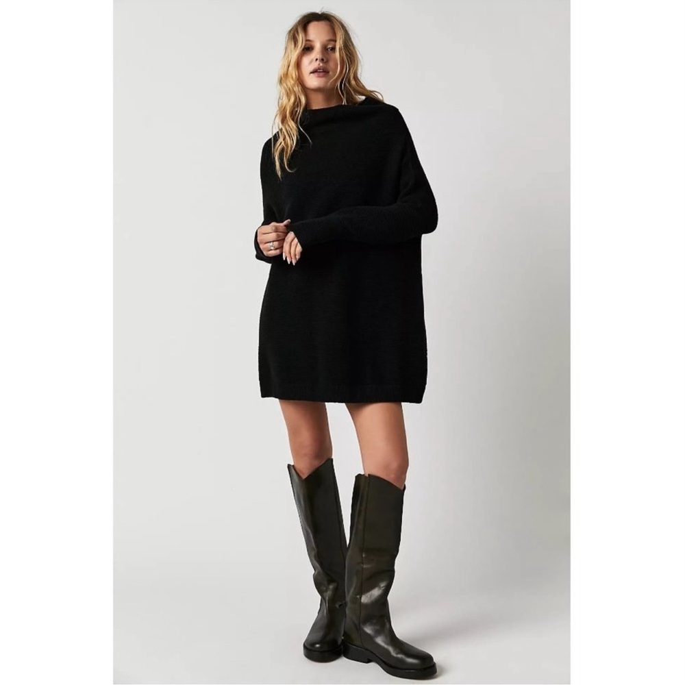 Free People Black Ottoman Slouchy Tunic Sweater Size XS